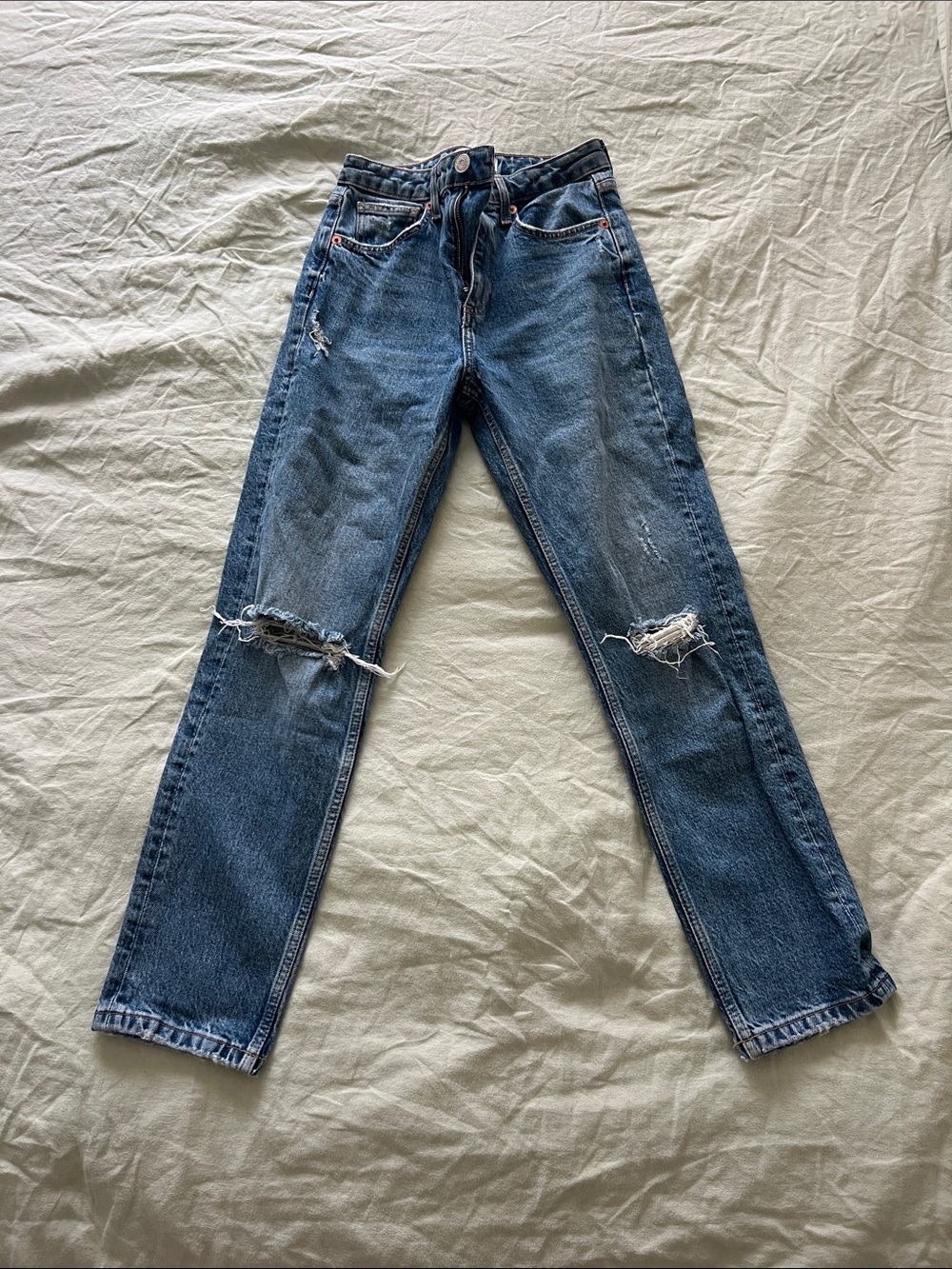 Zara straight leg high-mid rise jeans